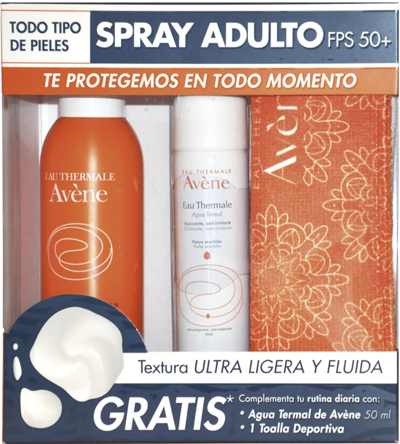 Kit Protector Solar Spray 200ml + Agua termal 50ml + Toalla